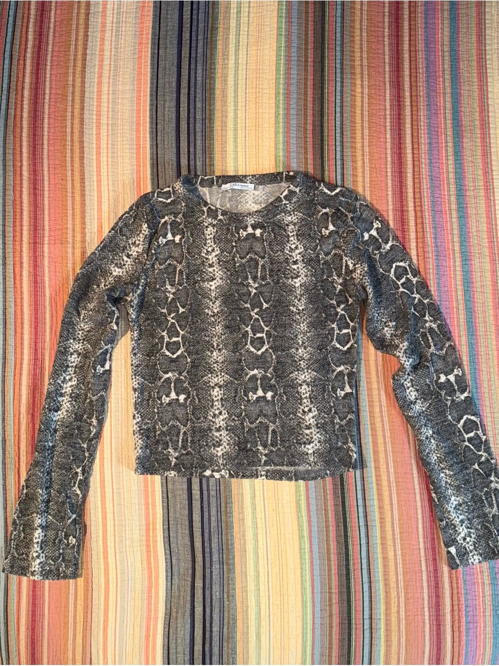 Zara Trafaluc long-sleeve crop snakeskin pattern